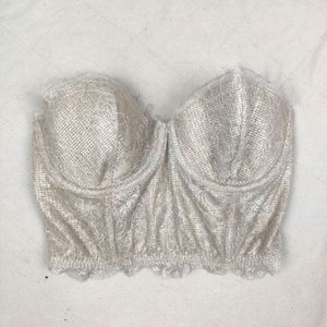 NWT Victoria's Secret Bra Dream Angels Long Lined Silver Bustier 32C 34B 34C 34D NWT Victoria's Secret Bra Dream Angels Long Lined Silver Bustier 32C 34B 34C 34D